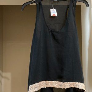 NWT Iris Black Sequin Sheer Blouse S